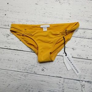 Robin Piccone Bikini Swim Bottom Womens XS Mustard Luca 181762 Gold‎ Bead Detail